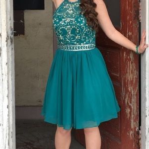 Emerald Green Banquet SemiFormal Dress